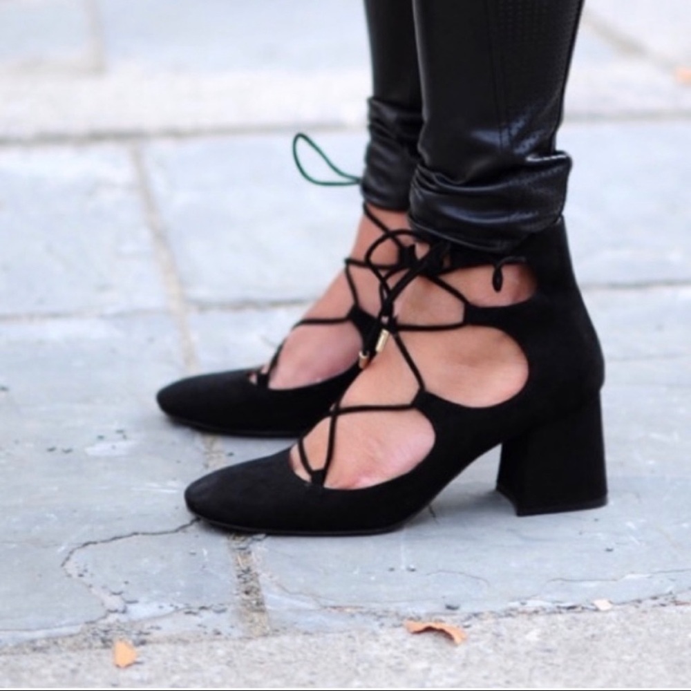 COPY - Zara lace up block heels size 6